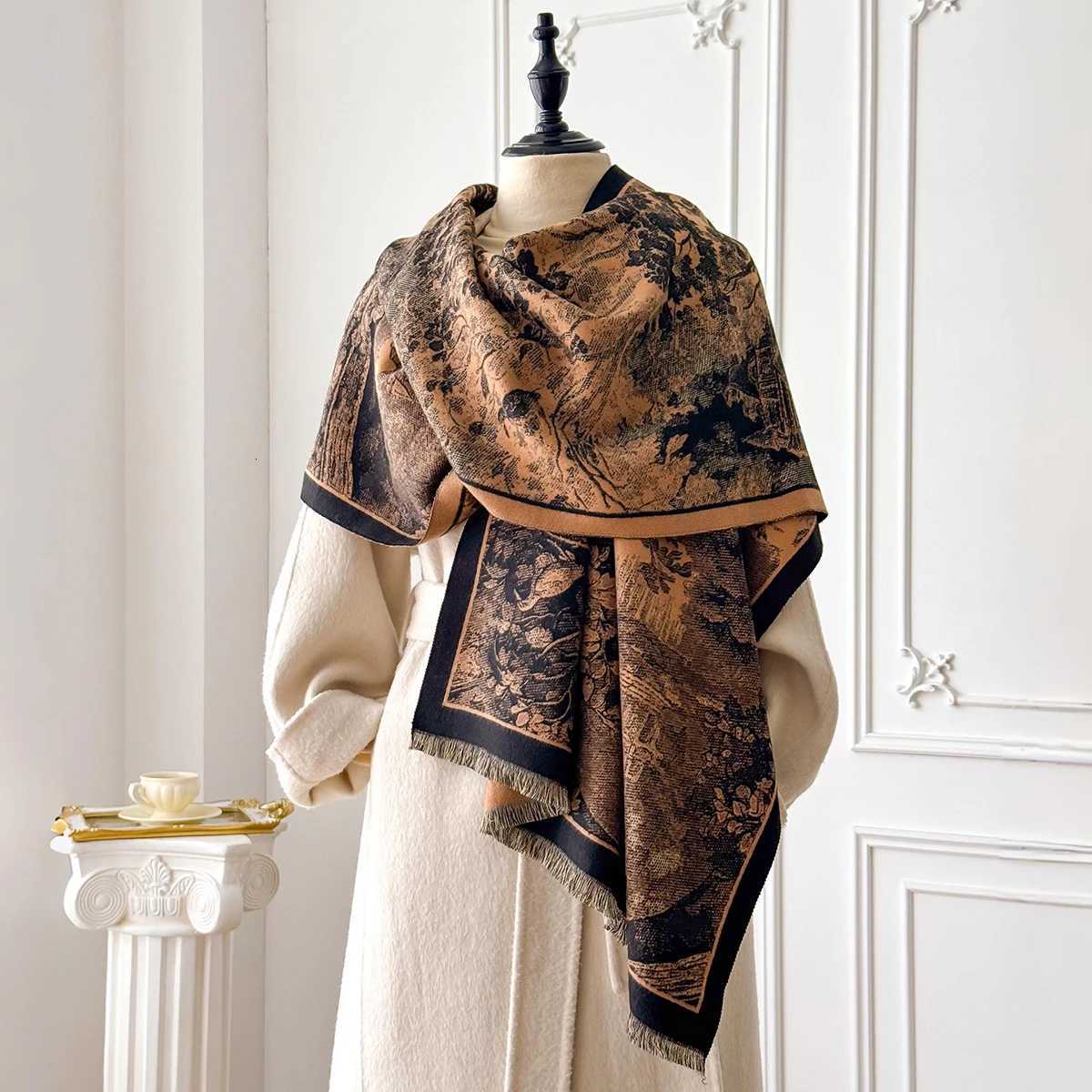 Luxury Womens Winter Warm Imitation Cashmere Scarf - Luxury Pashmina Thick Shawl Wrap Versatile Neckerchief Bufanda Echarpe Poncho Y251115