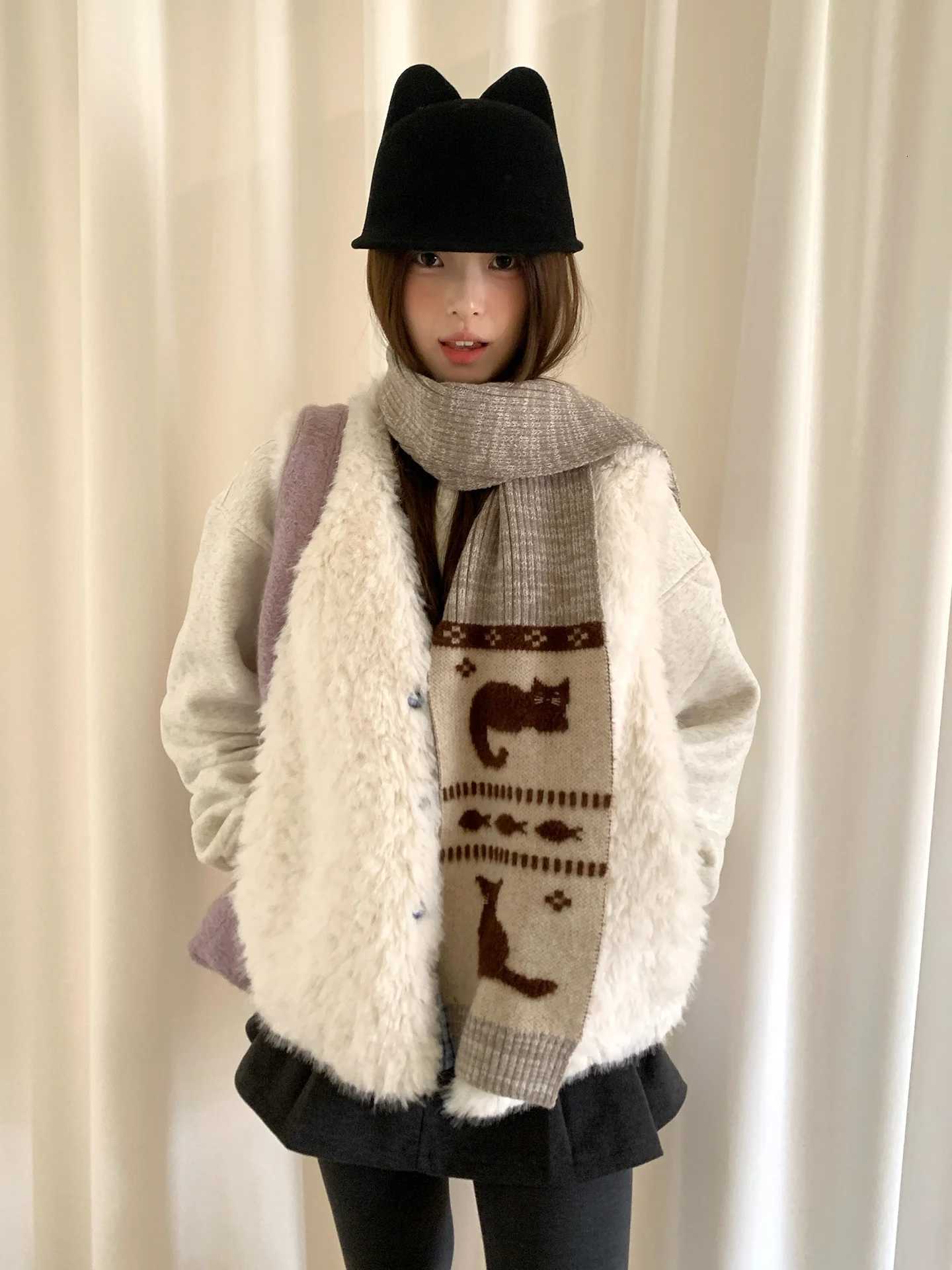 Luxury Cute Jacquard Knit Warm Scarf For Women Winter Essential Windproof Neckwear For Students Y251115