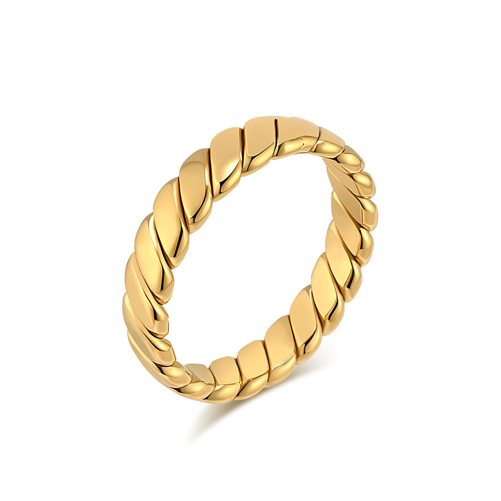 Light Luxury Women's Titanium Steel Ring with 18K Gold Plate - Unique Geometric Design