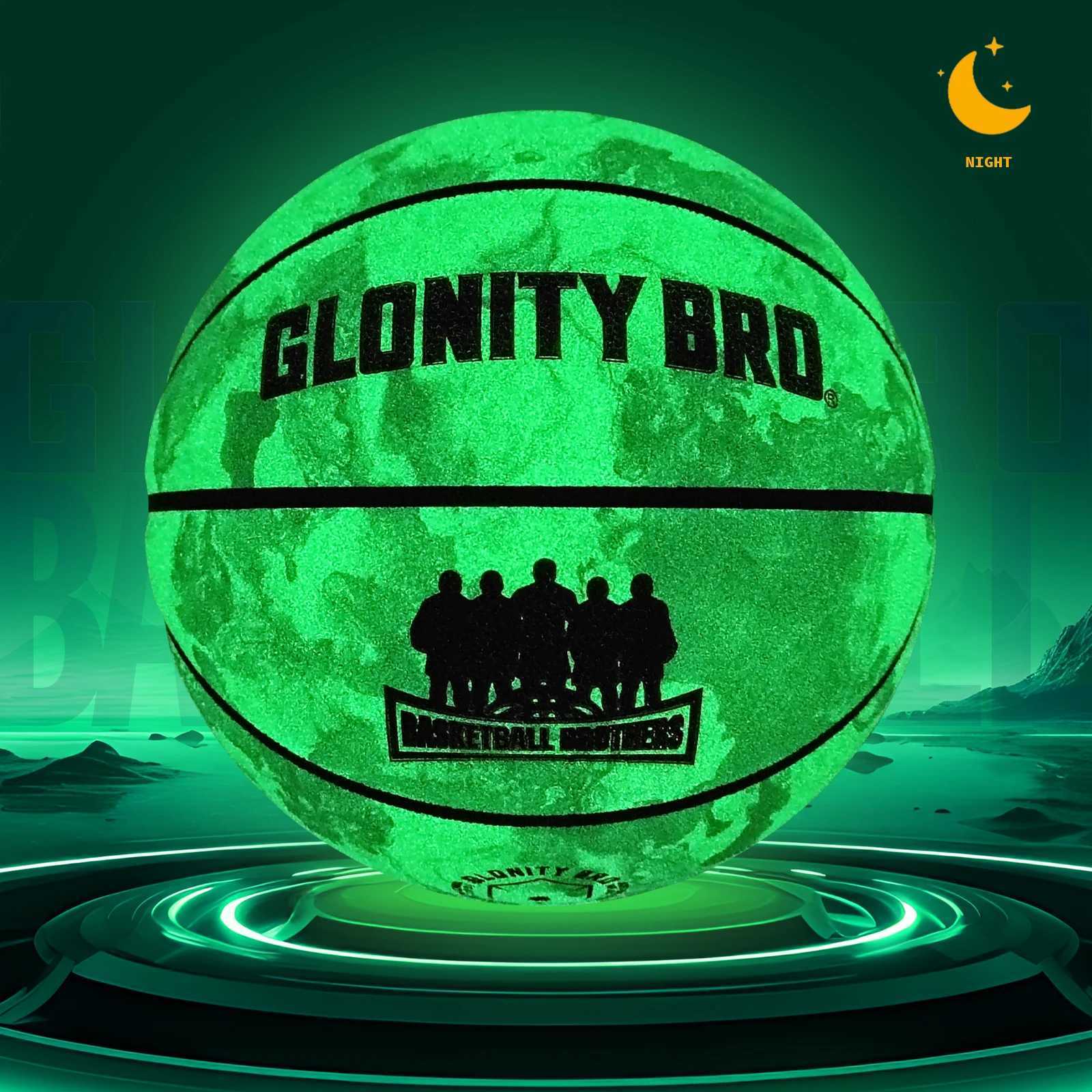 Luminous Green Basketball For Boy GirlStandard Size 567 Soft Pu Composite Leather Outdoor Street Glowing Ball Night Use GameW251115