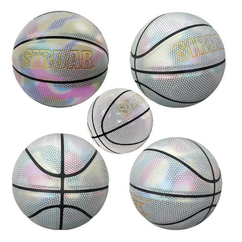 SIRDAR Luminous basketball size 7 student adult game outdoor indoor wear-resistant PU fluorescent training basketball equipmentW251115