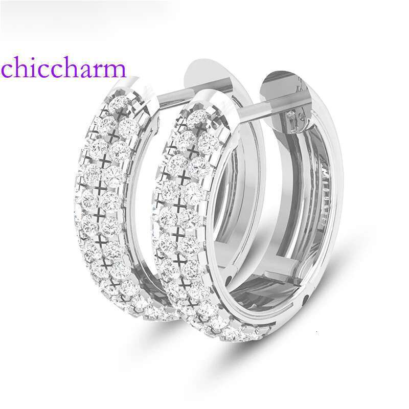 Kirin Palace Sier Real 60pcs Little Moissanite Earrings Women Sparkg Jewelry Gifts White/Yellow Gold Hoops Earring