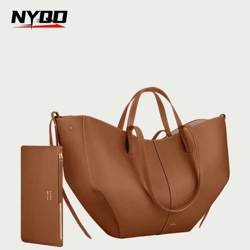 Womens denim large capacity handbag fashion trend pleated handheld commuting shoulder bag wallet and handbag Z250416-1