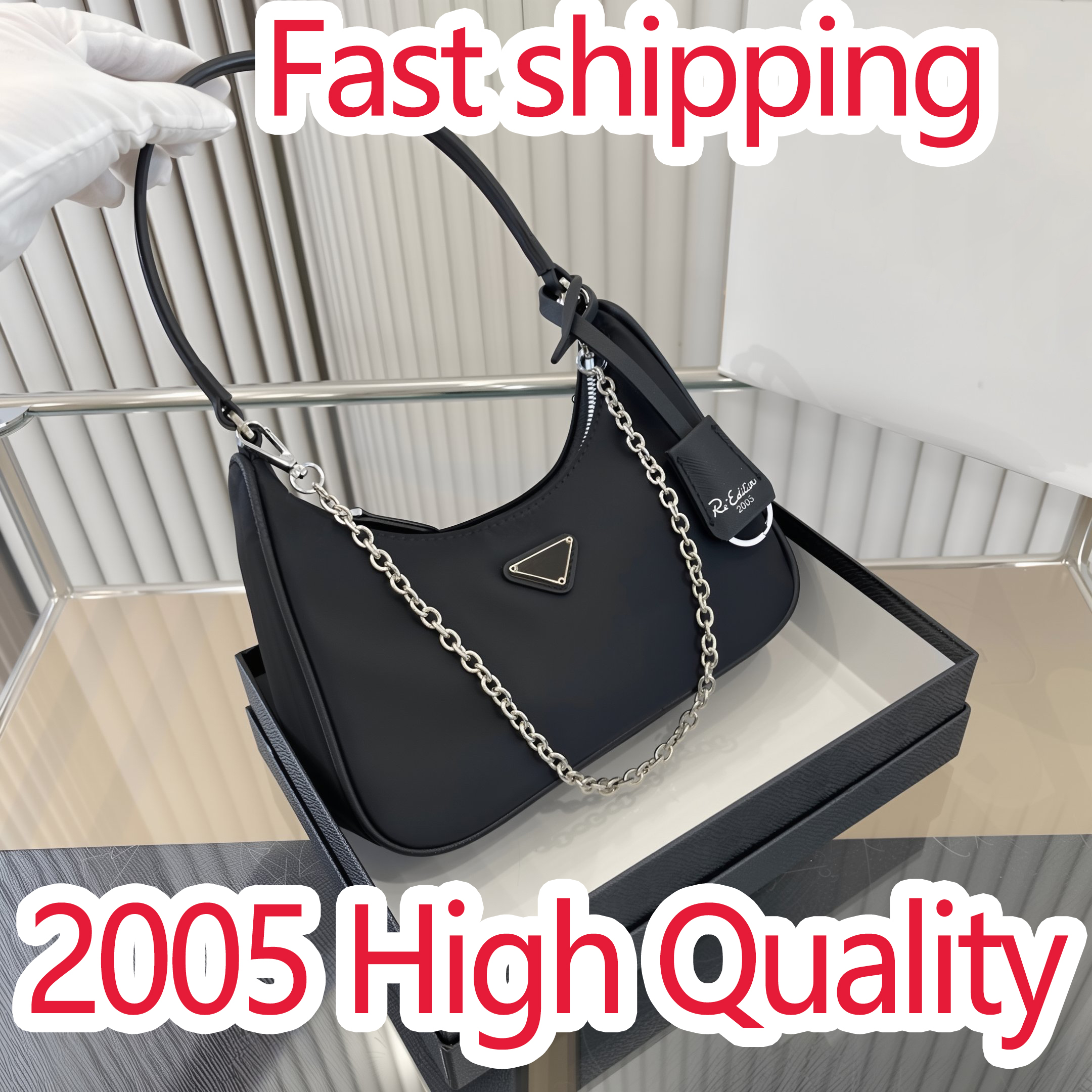 Designer Bag Shoulder Bag Wallet Luxury Bag Crossbody Luxury Black Nylon Chain Purse Classic Chain Tote High Quality Handbag Designer Shoulder Bag Evening Bags