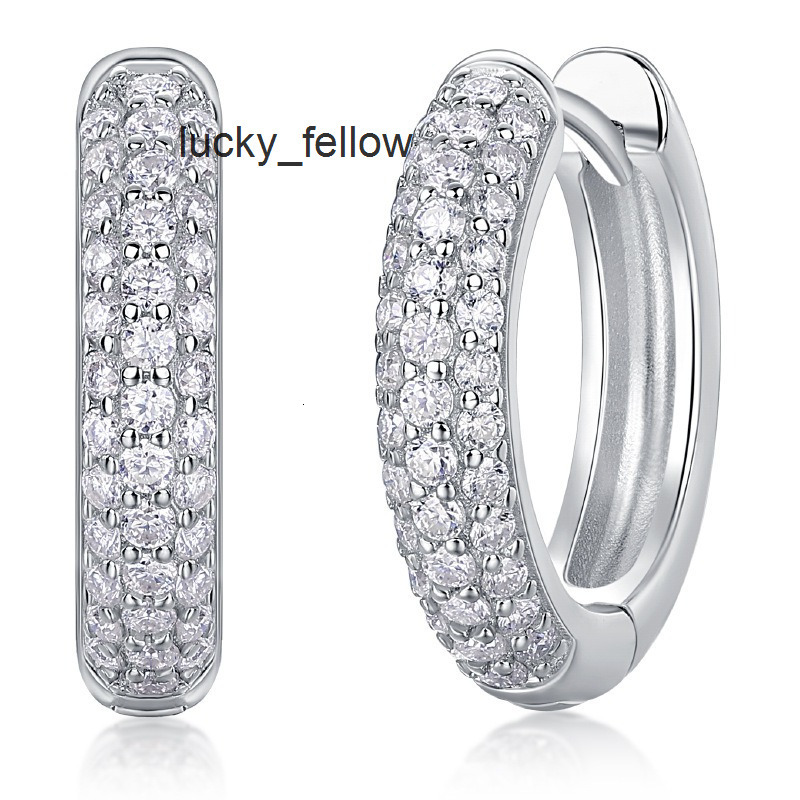 Wholesale Custom Minimalist 925 Sterling Silver VVS D Moissanite Huggie Hoop Earrings Fine Jewelry 18k White Gold Women Earrings