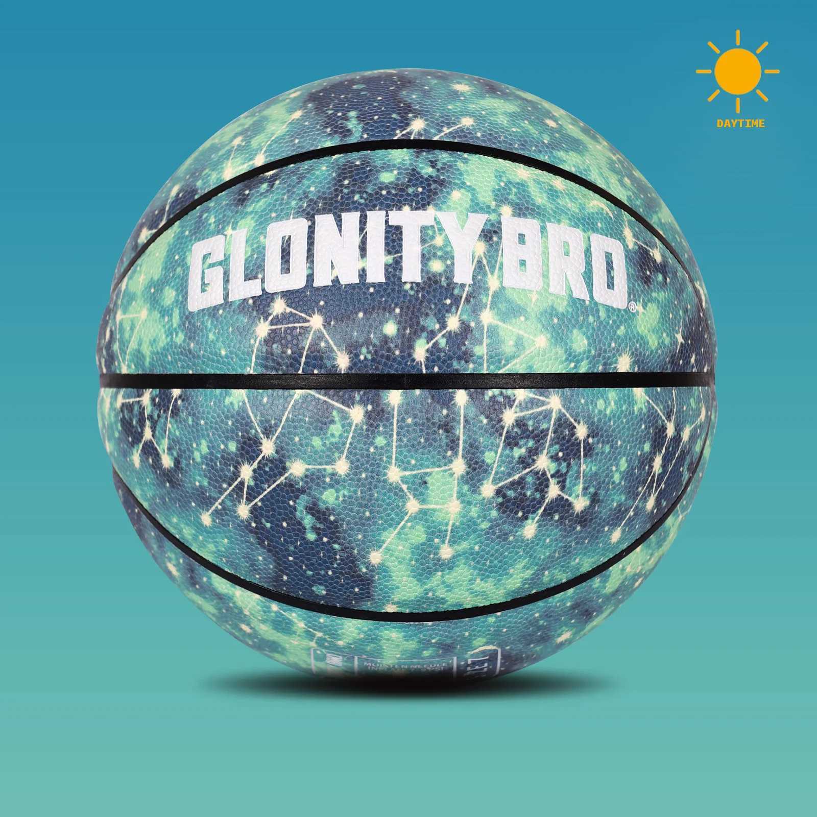 Glowing Luminous Basketball PU Leather Streetball For Youth Adult Indoor-Outdoor Night Game Basketball Training Match Ball GreenW251115