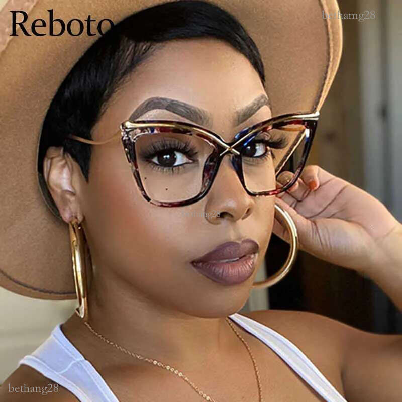 Sunglasses Frames Cat Eye Clear Reading Glasses Female Oversized Metal prescription Eye Glasses Frame Brand Designer Frames Fashion Sexy Spectacle T22