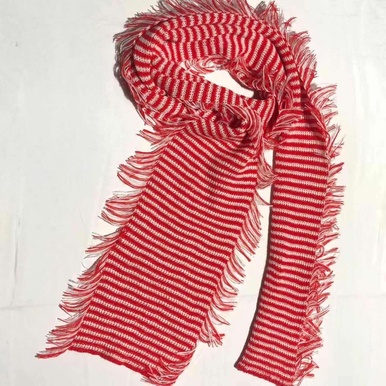 T489 Japanese style wandering style striped versatile knitted scarf autumn and winter new student retro warm tassel