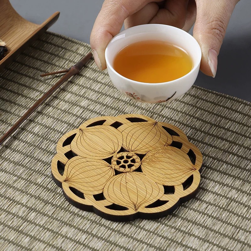 Wooden hollowed-out coaster set - essential for table protection