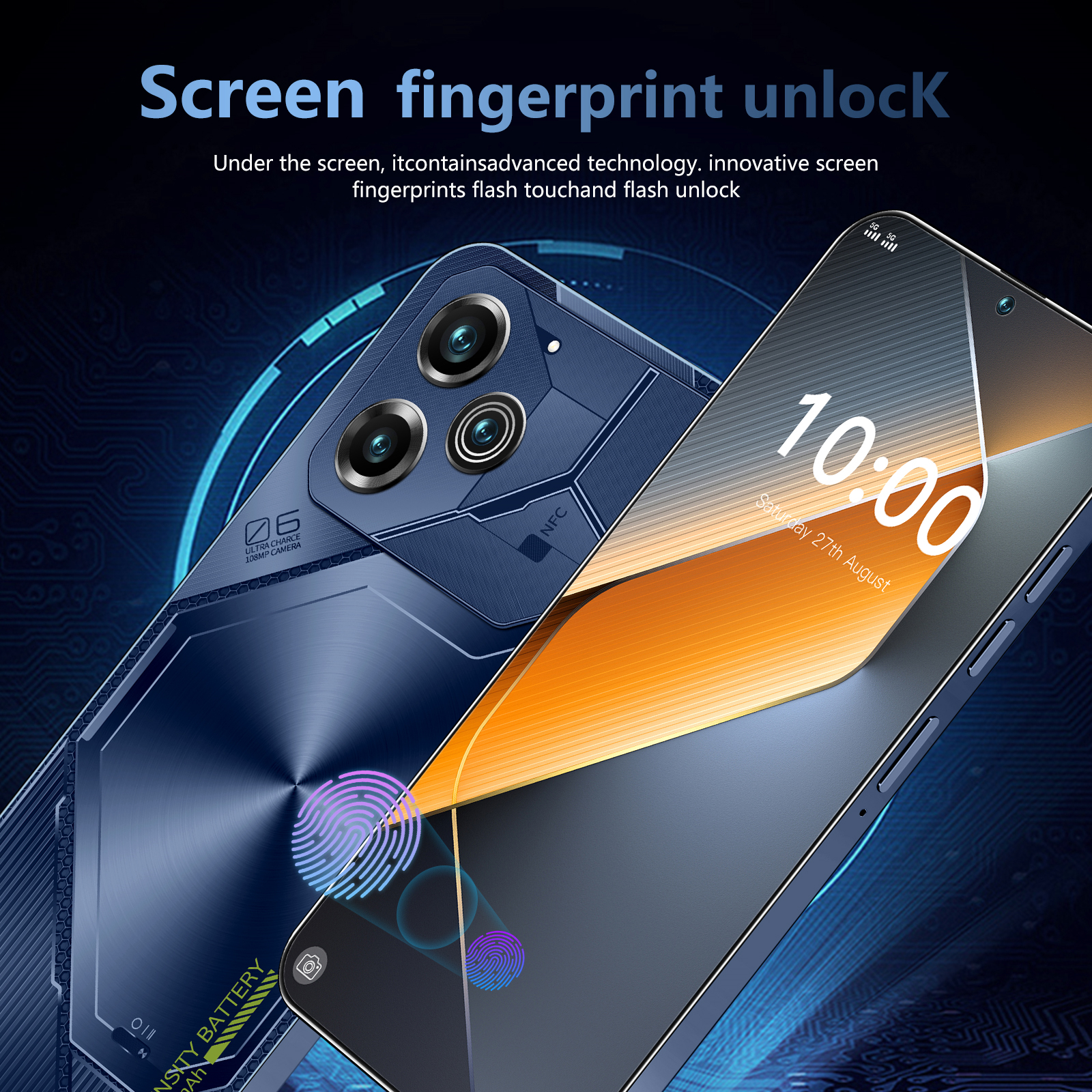 Global Version Cellphones POVA6 Pro Mobile Phones 4G 5G 7.3HD Original Smartphone Cell Phone Dual SIM Card 7800mAh Android 14