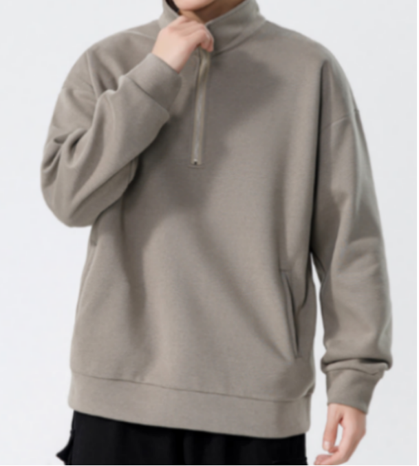 052 Turtleneck Sweatshirt for Men Autumn and Winter Thickened Loose Trendy Solid