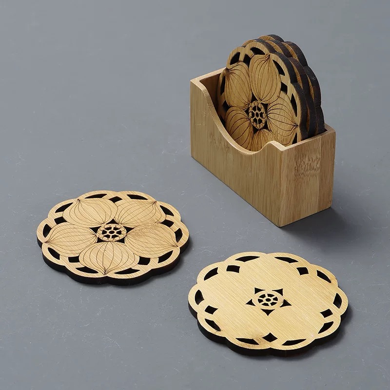 Wooden hollowed-out coaster set - essential for table protection