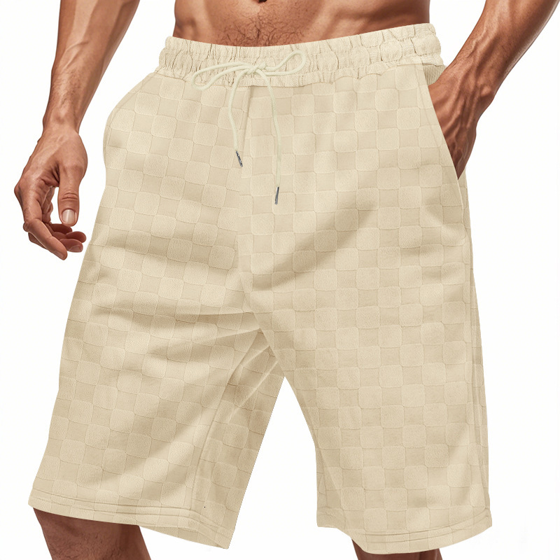 American summer loose casual jacquard checkerboard five quarter men's shorts