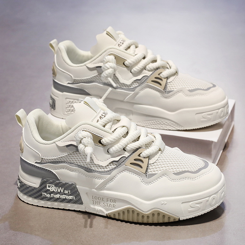 Free shipping Men's High-Top Basketball Shoes with Leather Upper and Red Mesh Internally elevated soft soled running shoes Soul-warming