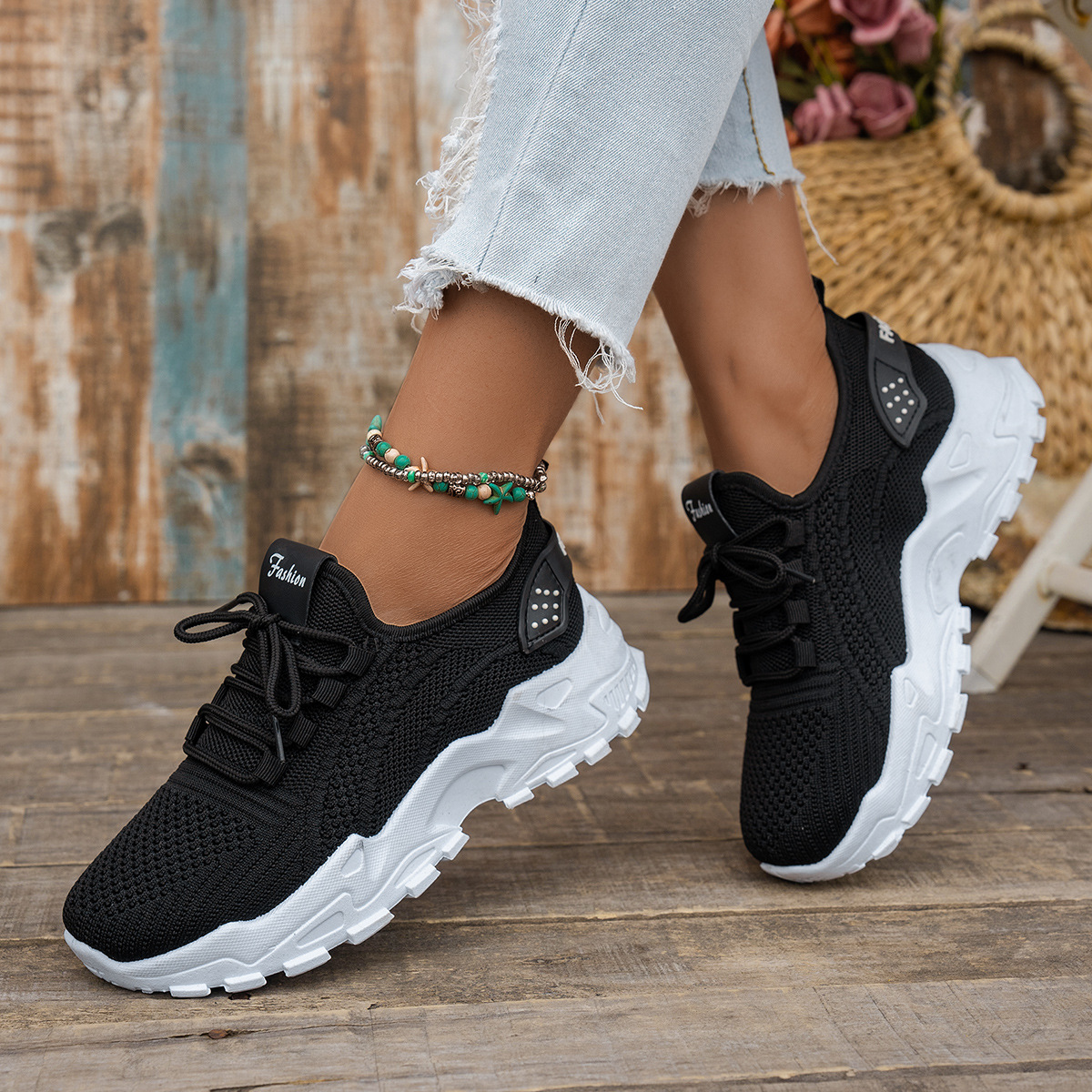 Comfortable Large size Women's white shoes,summer mesh lace sneakers, lowtop running shoes travel and vacation leisure comfortable