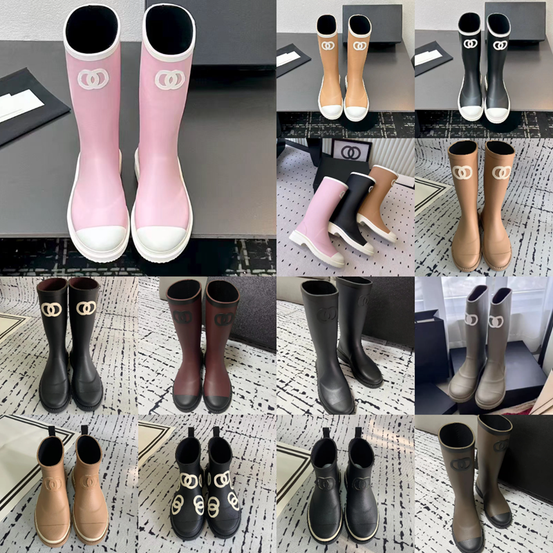 size 35-41 Brand Designer Square Toe Women Rain Boots Thick Heel Thicks Sole Ankle Boot Women's Rubber Boot G220720 good are quality