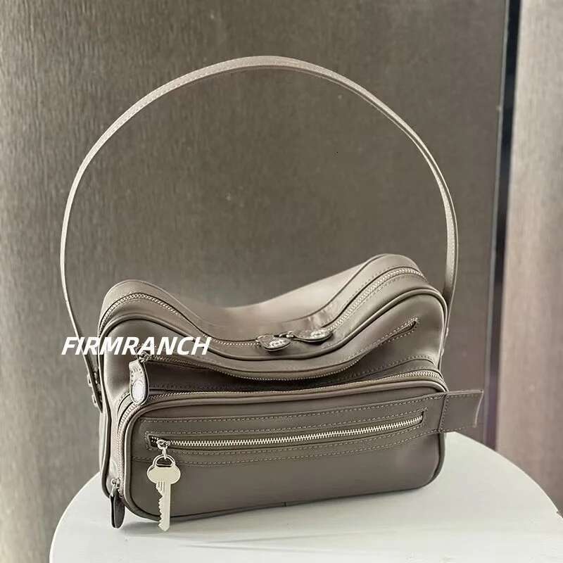FIRMRANCH Personalized Motorcycle Style Trendy Versatile Multi Zipper Design Women's Square Single Shoulder Underarm Bag Purse