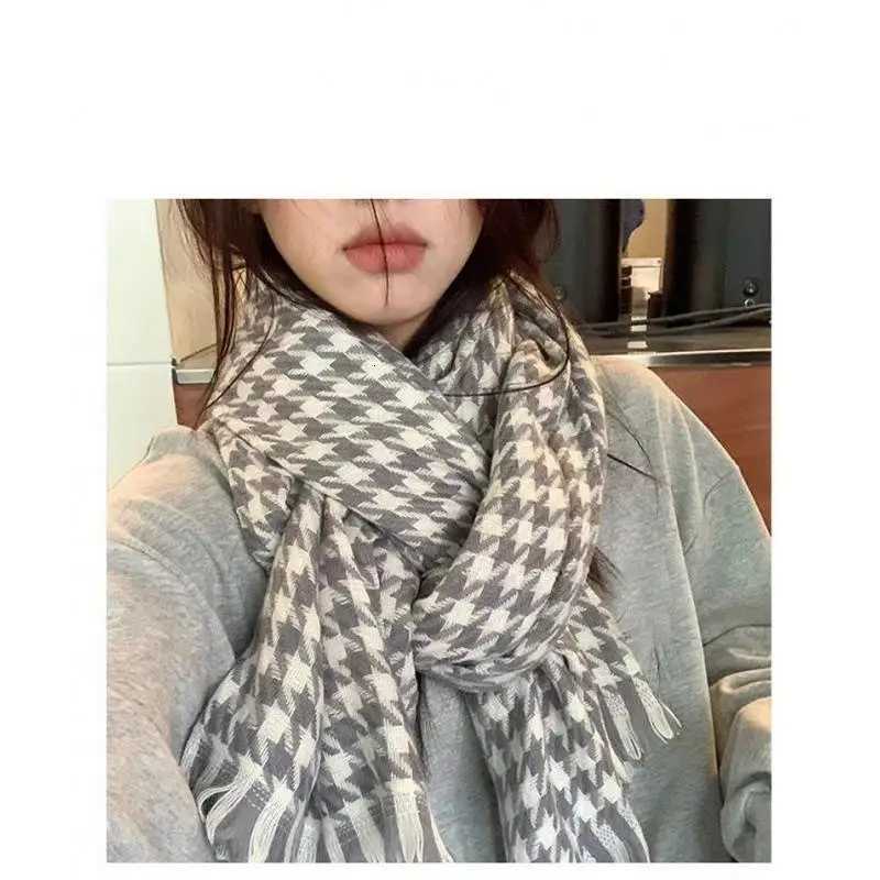 Luxury Houndstooth Scarf Set Luxury Fringe Unisex Winter Warm Couple Gift Day to Night Y251115