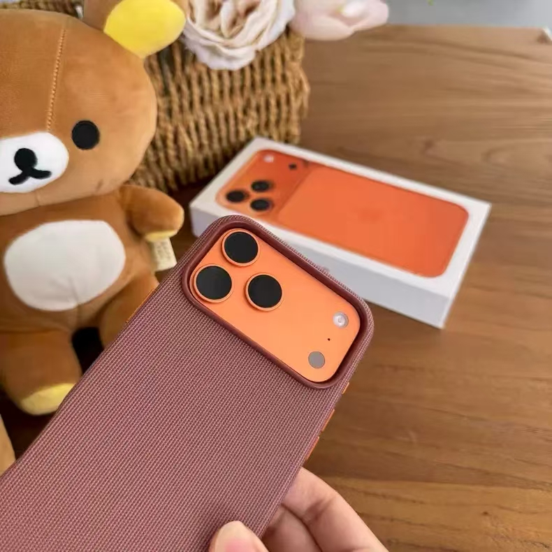 For iPhone 17 17Pro 17Pro Max Case Magsafe Woven phone case With pop-up animation all inclusive phone protective Back Cover With Box