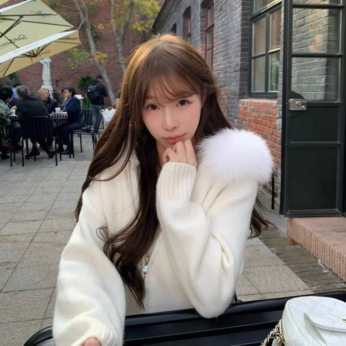 Womens Slim Fit Winter Cropped Wool Knitted Coat Hood Warm Puff Sleeve Jacket Fluffy Faux Fur Collar Sweater Womens Cardigan