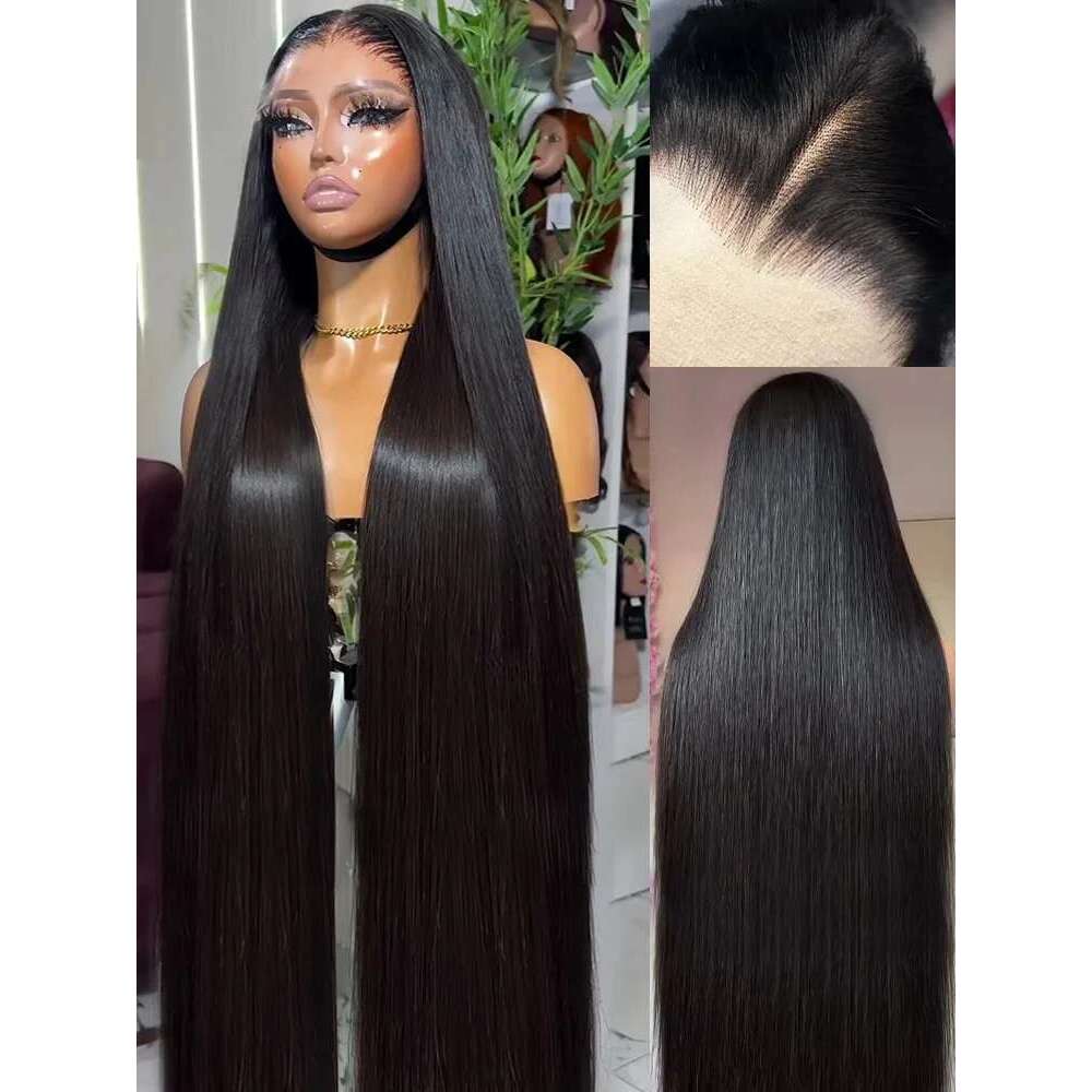 250 Density 30 40 Inch Bone Straight 13X6 HD Frontal Wig Black Human Hair 13X4 Lace Front Wigs 5X5 Glueless Closure Wear Go
