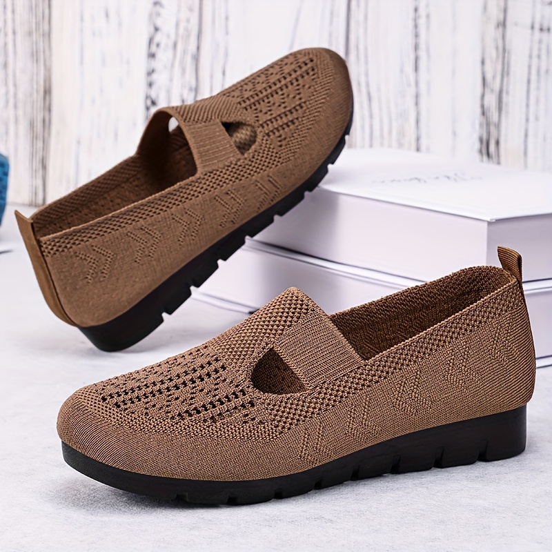 Women's Breathable Slip On Shoes Comfortable Flat Casual Shoes with Detailing, Rubber Sole Fabric Insole