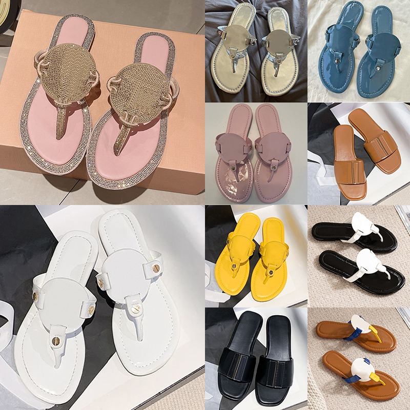 Free shipping designer sandals with box for women classic diamond decorate patent leather slippers luxury ladies plat flip flops