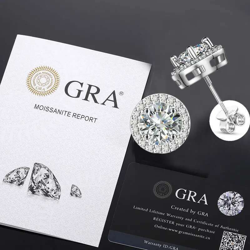 TUHE Unisex VVS1 Moissanite Fine Jewelry Earings 3MM/4MM/5MM Sier Fashion Earrings Women Gift