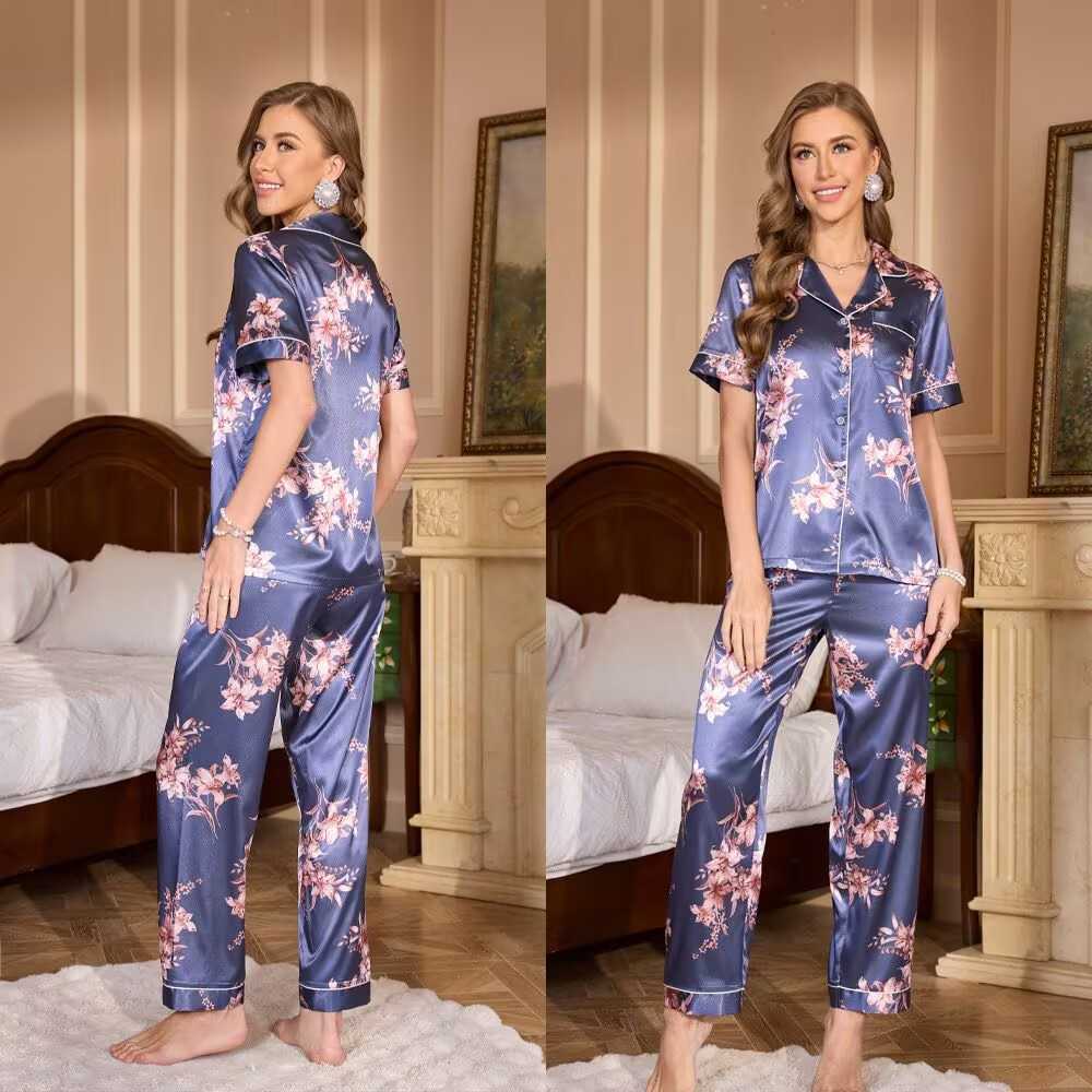 Satin Silk Pajamas for Womens Set pyjamas Button Pigiama Donna pjs Winter jer Pijama Sleepwear Nightwear Pizama Damska 2PcsC241209C250109