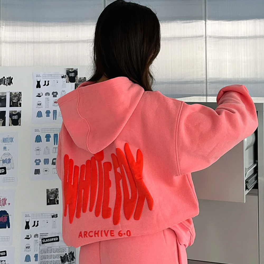 Designer White Foxset Hoodie Ze Foam Printed Hooded Sweatshirt Womens Letter Print White Foxsweatshirt Set Autumn Winter High Quality Fashion Pink