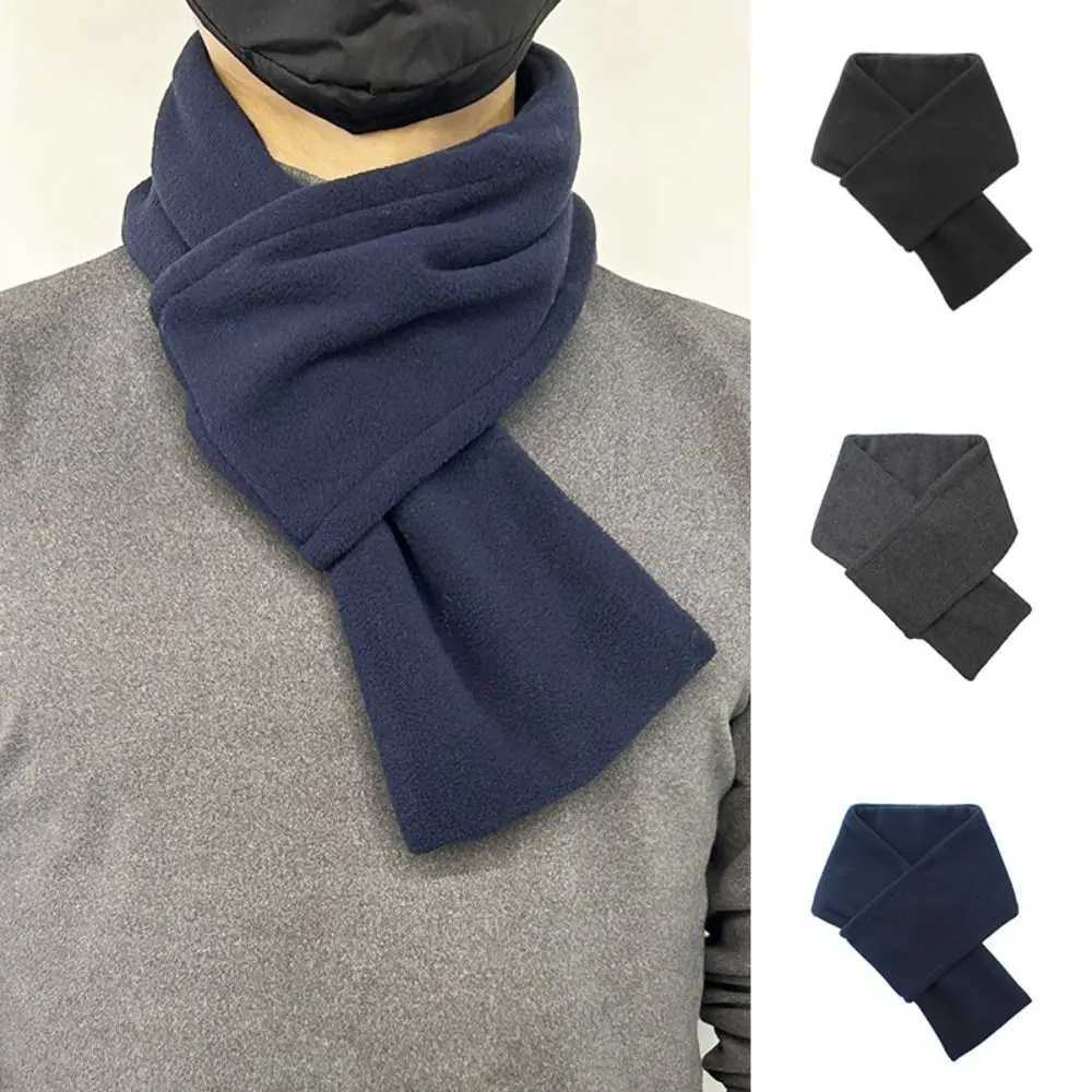 Luxury Retro Thickened Fleece Scarf Thermal Solid Color Winter Scarves Keep Warm Velvet Men Shawl Hiking Y251115