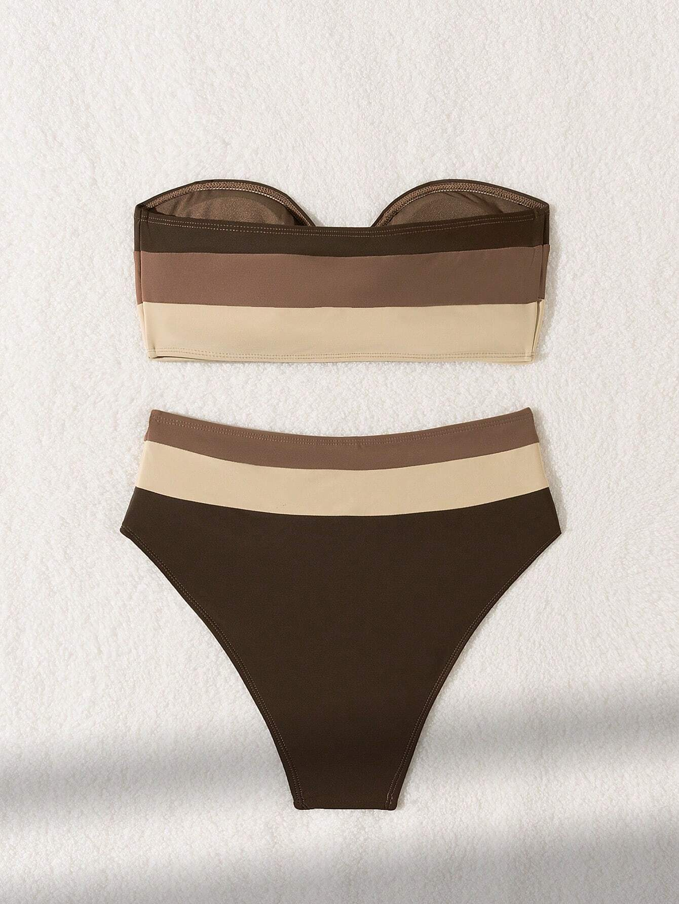 Women's Bikini Chest-wrapping Design U-shaped Metal Ring on the Chest Color-blocking Splicing Fashionable and Sexy