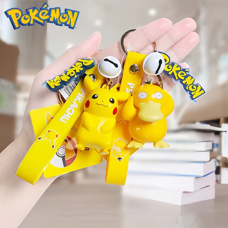 Kawaii Pokemon Pikachu Pendant Charmander Bulbasaur Psyduck Backpack pendant 6 Styles keychain ABS material Model Toy Kid Gifts