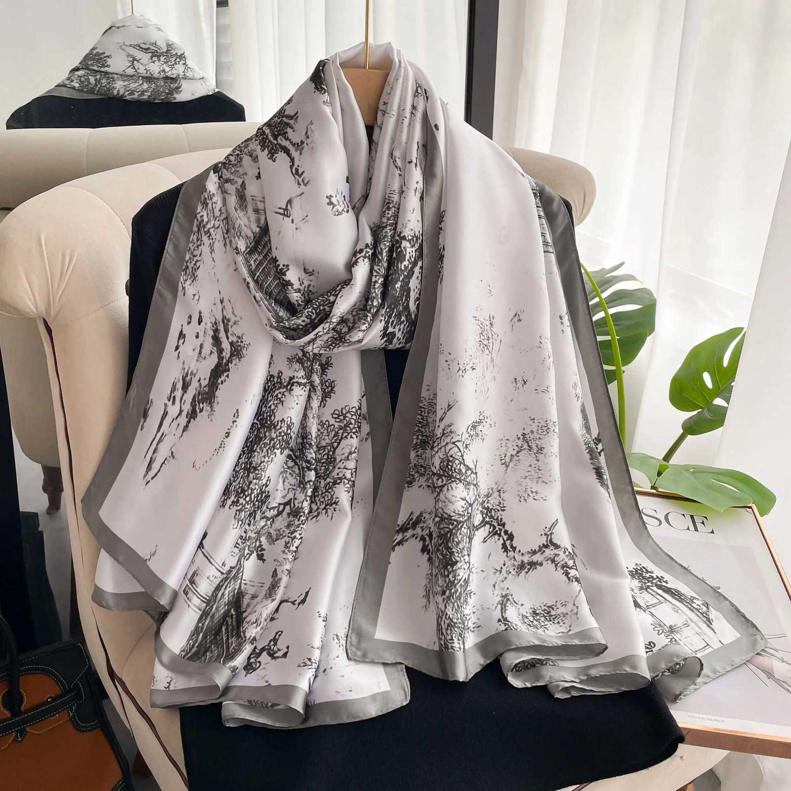 Luxury 18090cm Brand Designer Silk Scarf Female Foulard Bandana Long Shawls Wraps Winter Neck Scarves Pashmina Lady Hijab Luxury New Y251115