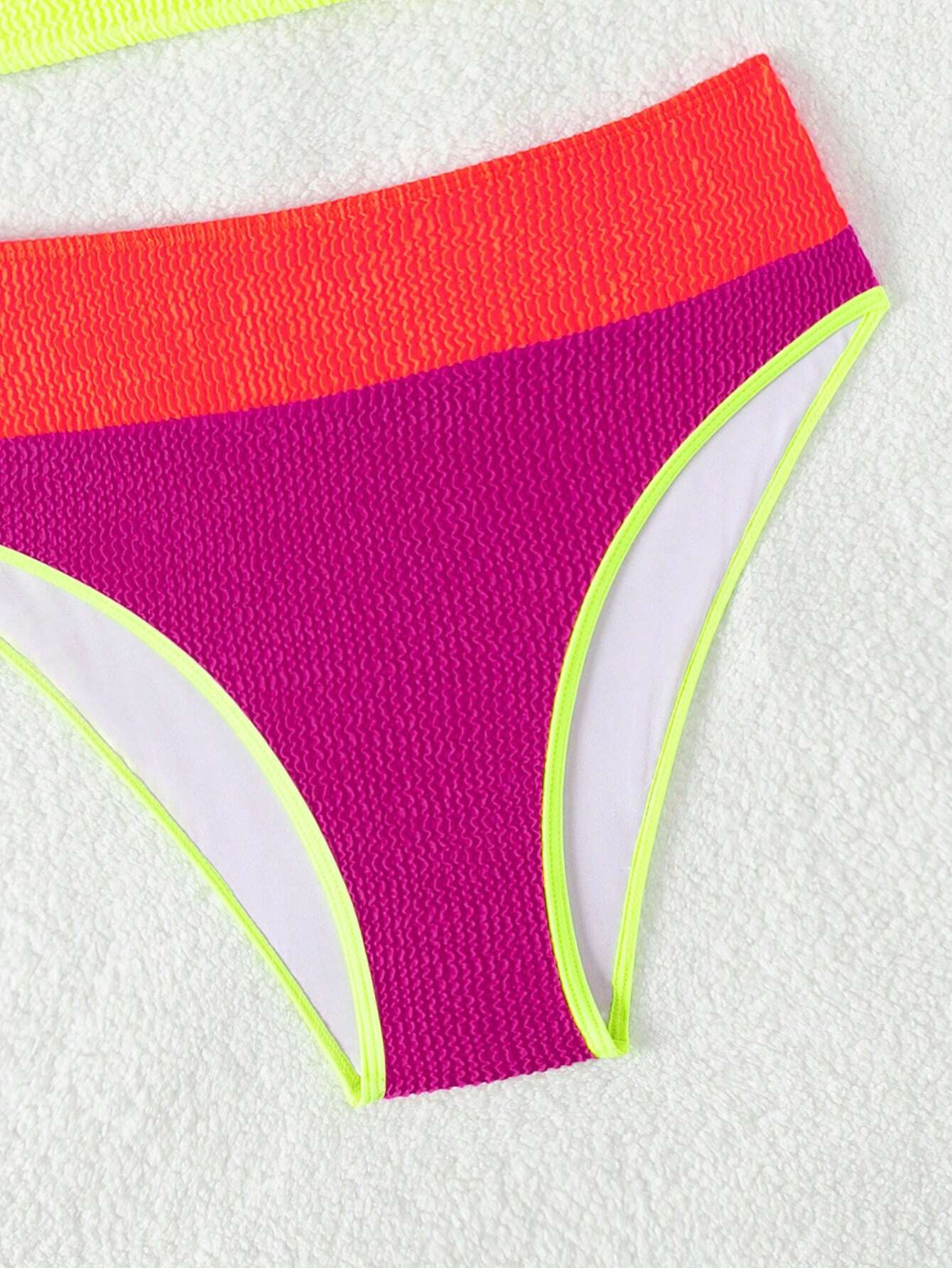 Women's Waist Bikini Set Sporty Two Piece Swimsuit Contrasting colors Control High Cut Bathing Suit