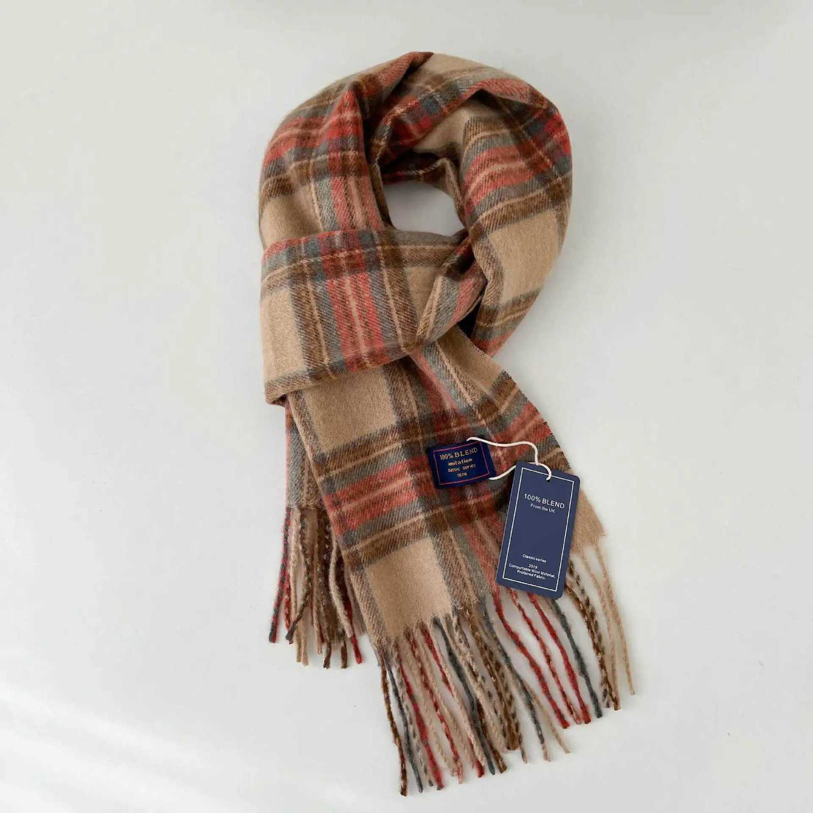 Luxury Korean Style Tassel Patchwork Plaid Scarf Womens Fashion Versatile Neck Protection Warmth Cold Resistance Winter New Arrival Y251115