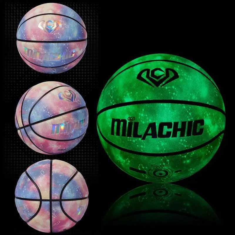 Luminous Basketball Night Reflective Football Glow In The Dark Basketball Size 7 For Adults Outdoor Sports Team Training BallW251115