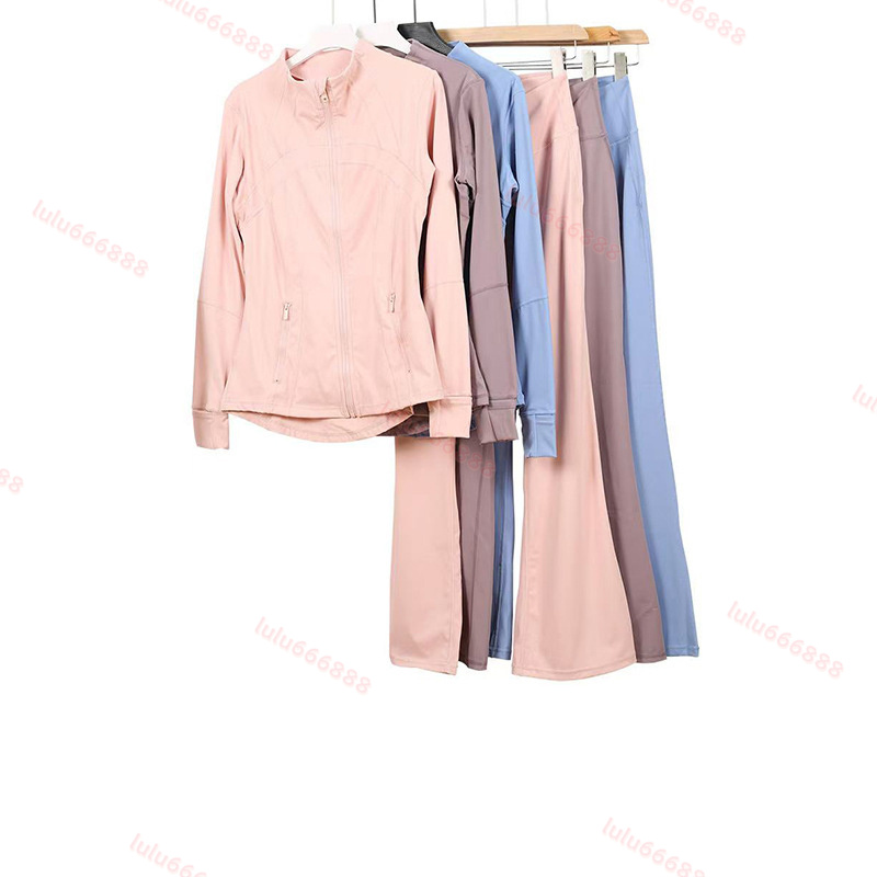 Designer Womens Yoga Outfit Set Gym Clothes Line Design Comfortable Workout 2 Piece Set Zip Up Jacket Slim Fit Fitness Running Gym Leggings breathable