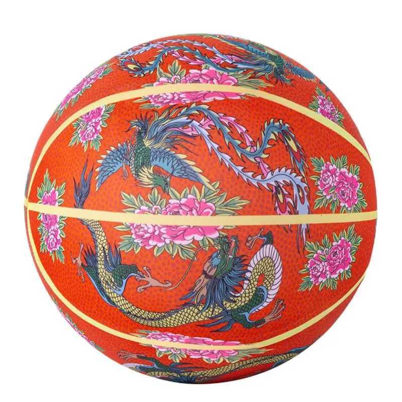 Silent Basketball Dribbling Indoor Bounce Ball Indoor Basketball Fabric Soundless Basketball Dragon Phoenix Peony Silent BallW251115