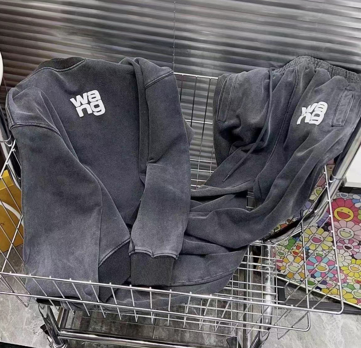 Women's Two Piece Pants Fashion letter printed wool circle hoodie fry color to make old suit