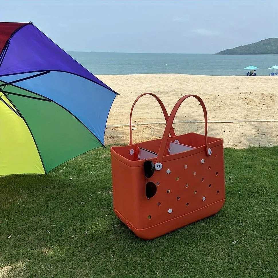 XL Extra Handbag Womens Beach Bag EVA Rubber Waterproof Beach Pool Storage Basket Shopping Picnic Handbag Travel Bag Z250416