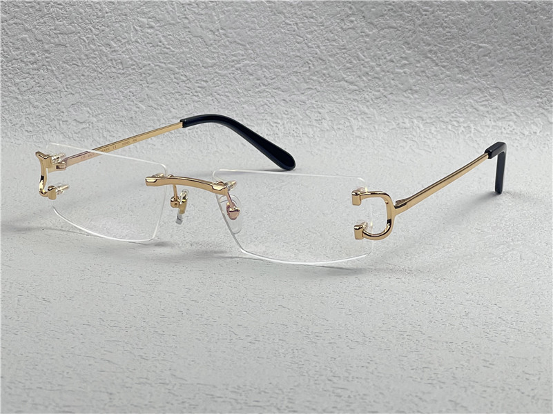 New selling clear small lens frameless 18k frames gold-plated ultra-light square rimless optical glasses men business style eyewear model 0104