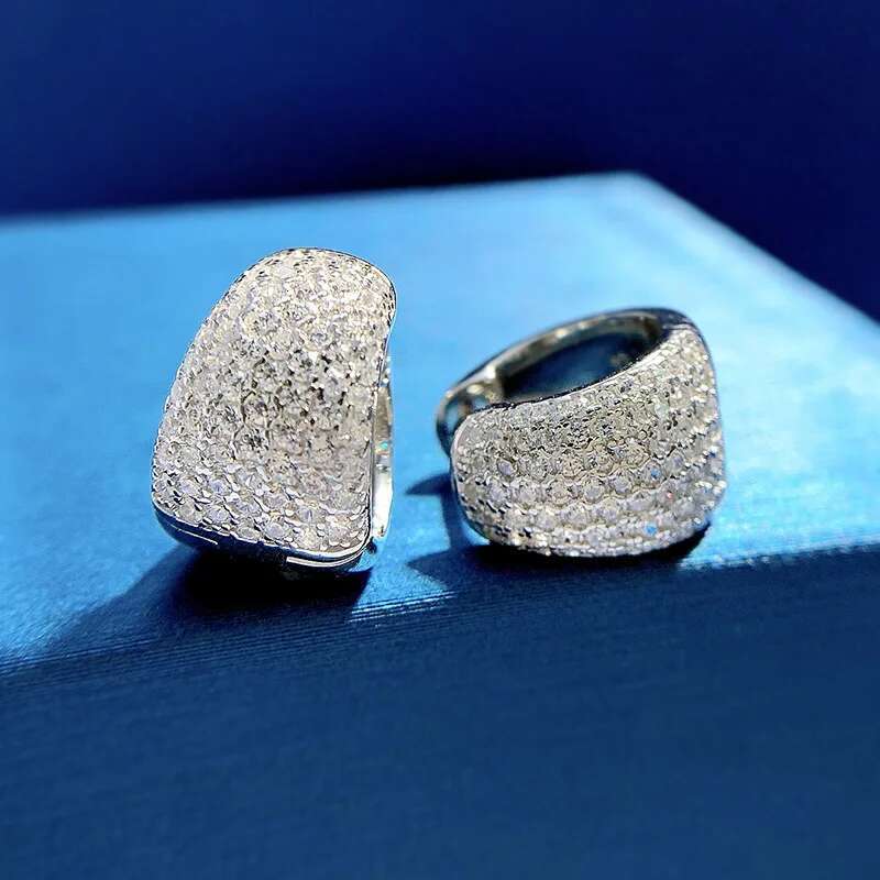 Micro Pave Moissanite Dia Hoop Earring 100% Real sterg sier Party Wedding Earrings for Women Engagement Jewelry