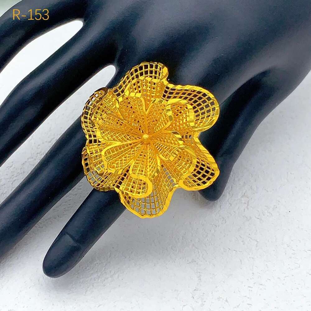ANIID Ethia Dubai wer Gold Color Big Arab Rings Resizable For Women Wedding Jewelry African Party Gift Nigerian Jewellery