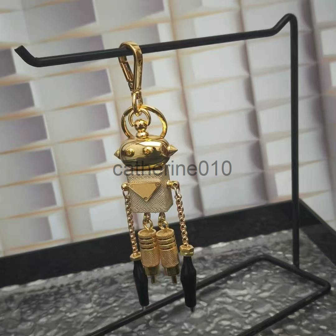Robot pendant keychain leather bag hanging paired with artifact enamel emblem hanging decoration J250416