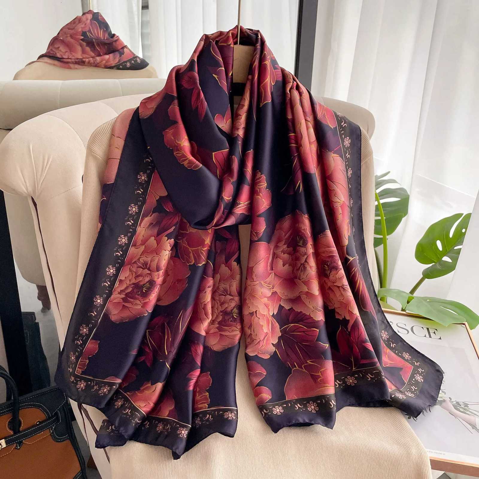 Luxury 18090cm Brand Designer Silk Scarf Female Foulard Bandana Long Shawls Wraps Winter Neck Scarves Pashmina Lady Hijab Luxury New Y251115