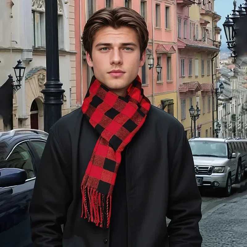 Design plaid cashmere scarf mens tassel shawl striped Pashmina warm winter scarf high-quality neck scarf 2025 new style Y251211
