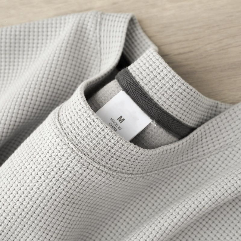 Waffle round neck short sleeved back pocket collar men's top summer new loose plus size ice silk thin T-shirt