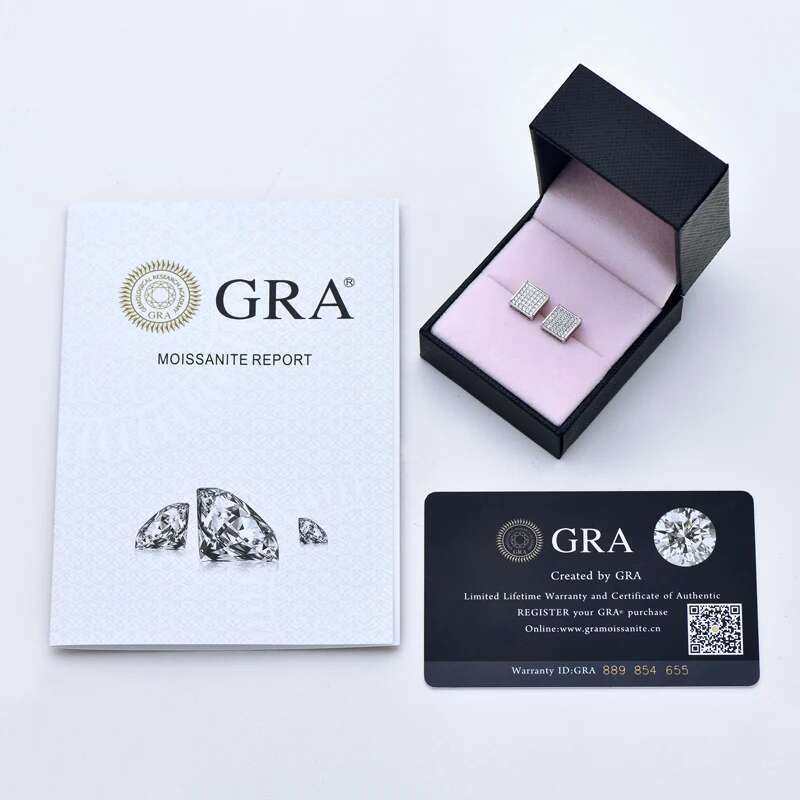 IU Earrings D Color Moissanite Square Stud Earring for Women Men 2023 Trending Sterg Sier Boy Fine Jewelry