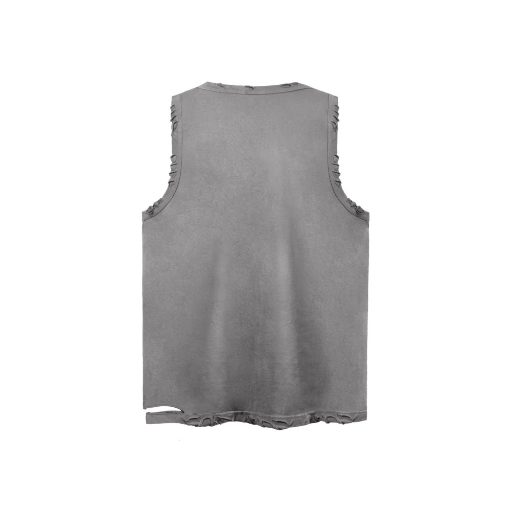 Ripped Vintage Wash Tank Top Men Women T-shirt Oversized Hip Hop Punk T Shirt Y2k Sleeveless Mens Clothing Gothic Clothes Tops 250415